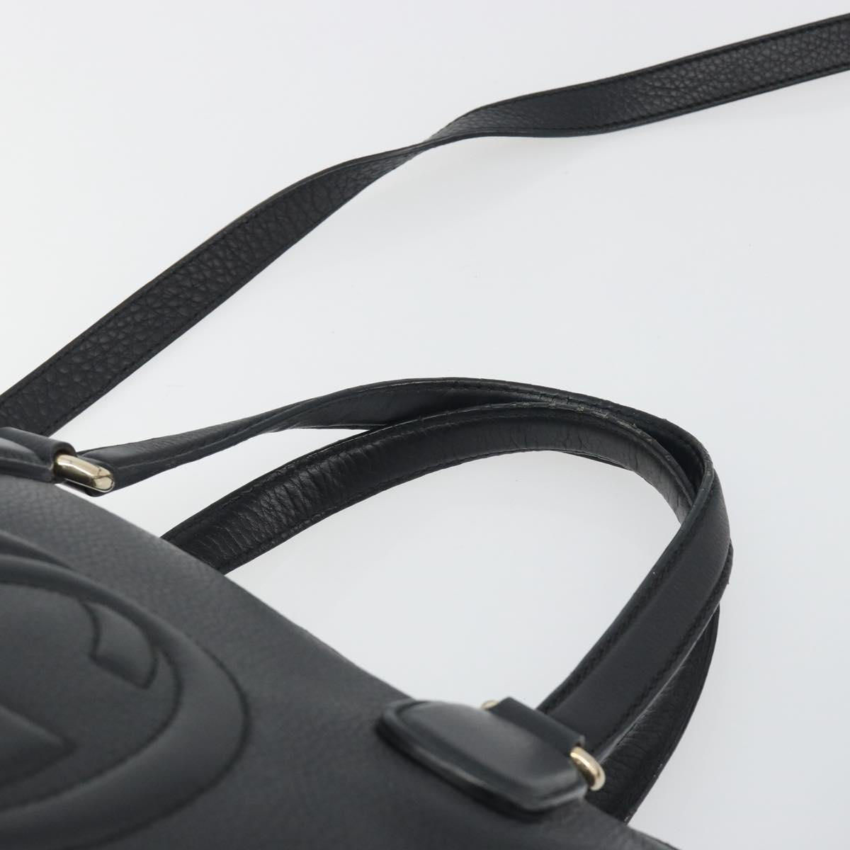 GUCCI Soho Hand Bag Leather 2way Black Gold Tone 308362 Auth ep15374A