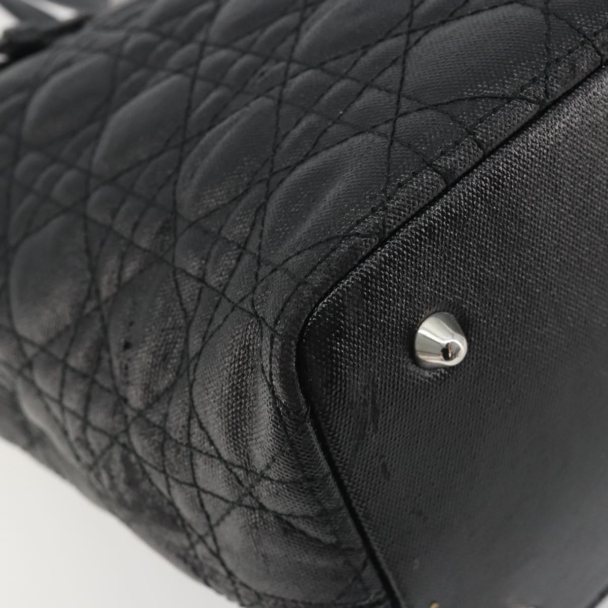 Christian Dior Canage Hand Bag Canvas Black Silver Auth ep15375