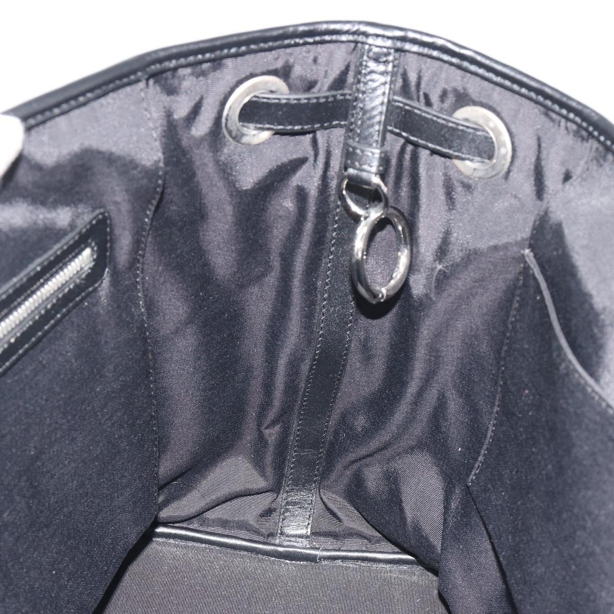 Christian Dior Canage Hand Bag Canvas Black Silver Auth ep15375