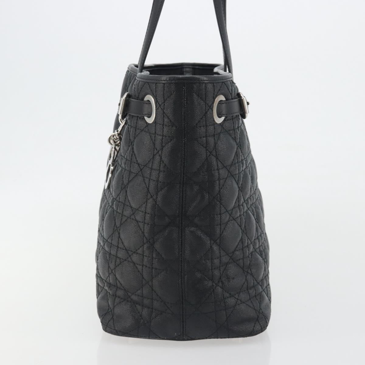 Christian Dior Canage Hand Bag Canvas Black Silver Auth ep15375