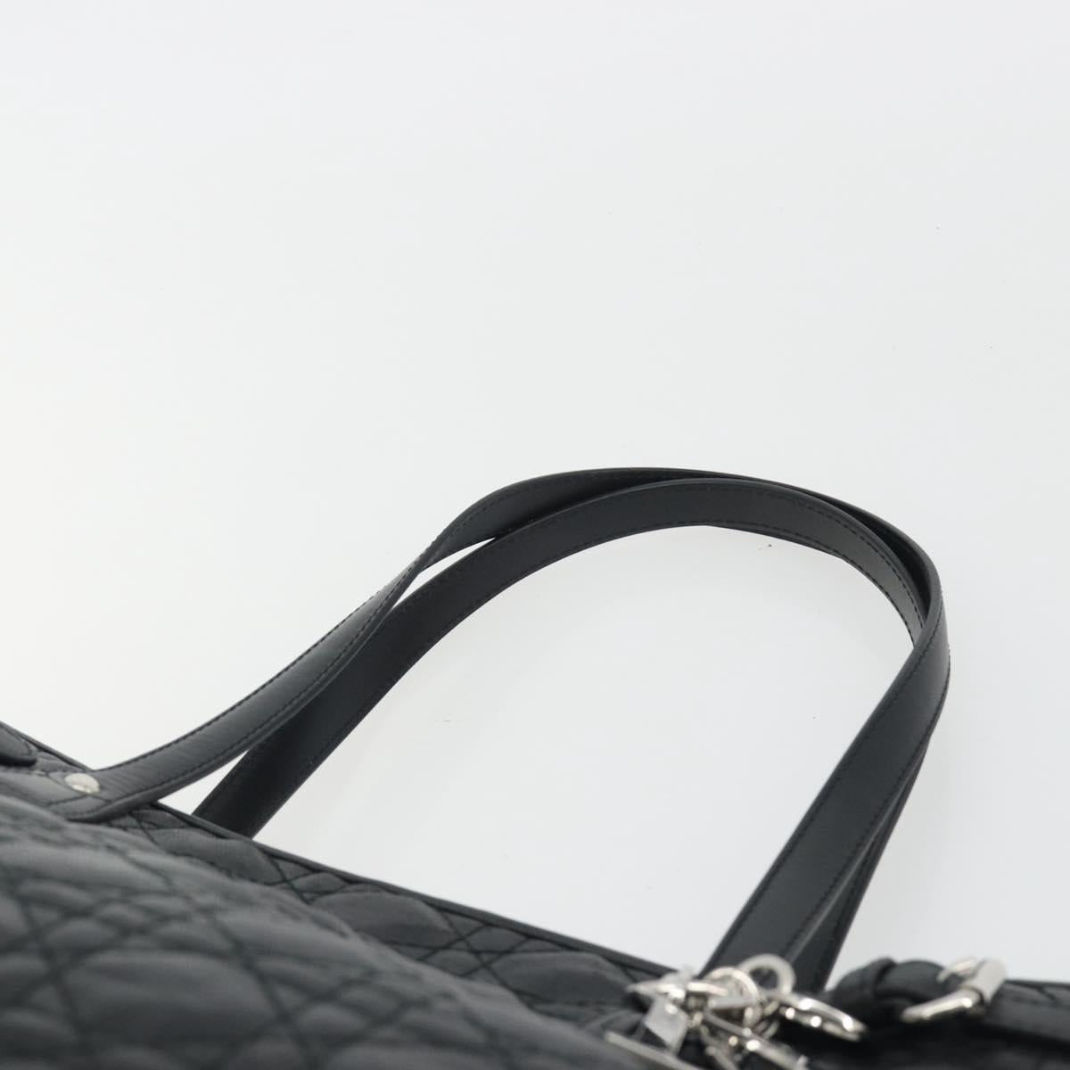 Christian Dior Canage Hand Bag Canvas Black Silver Auth ep15375