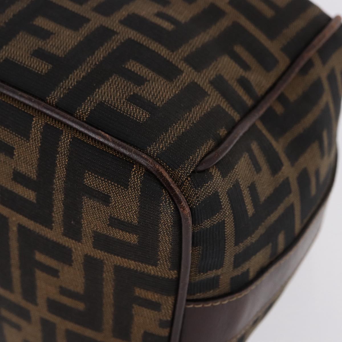 FENDI Zucca Canvas Hand Bag Brown Gold Tone Auth ep15381