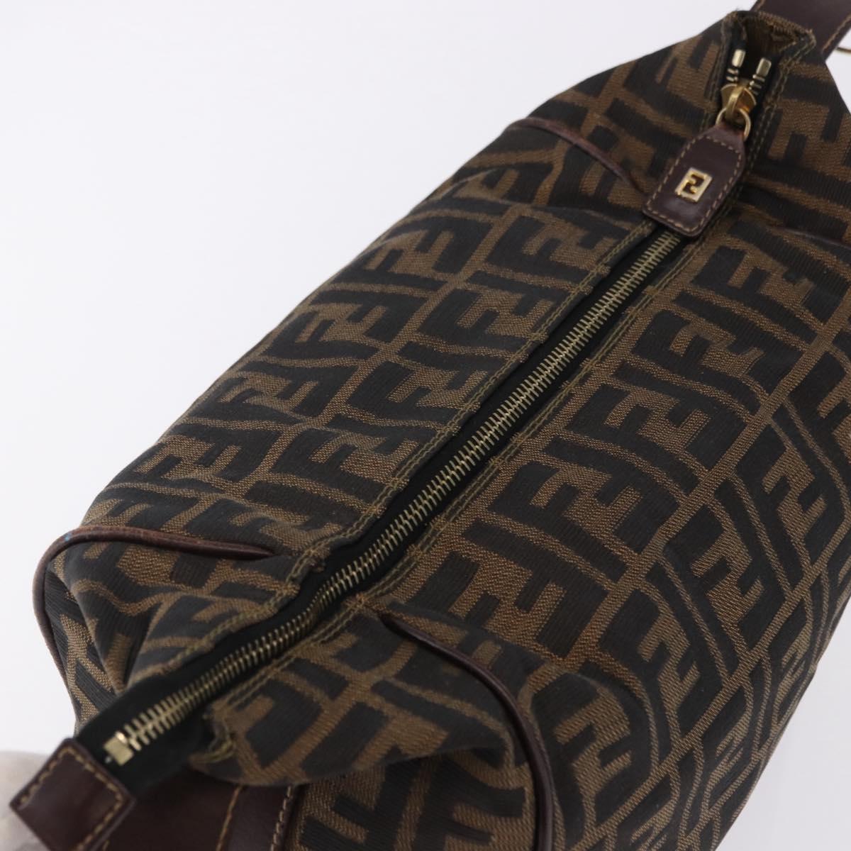 FENDI Zucca Canvas Hand Bag Brown Gold Tone Auth ep15381