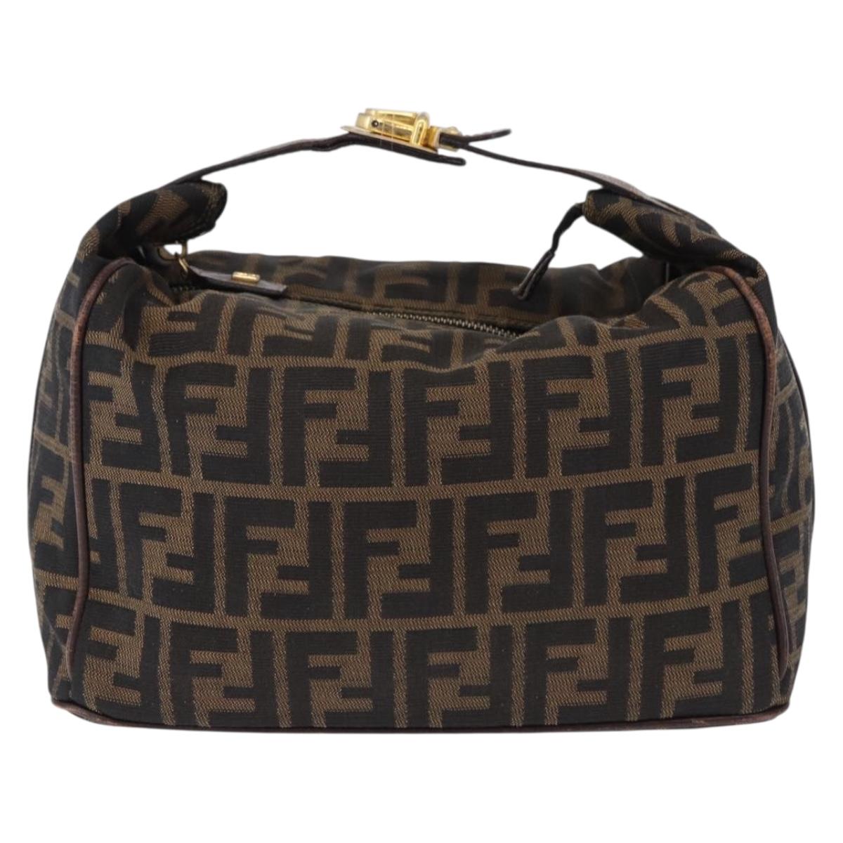 FENDI Zucca Canvas Hand Bag Brown Gold Tone Auth ep15381