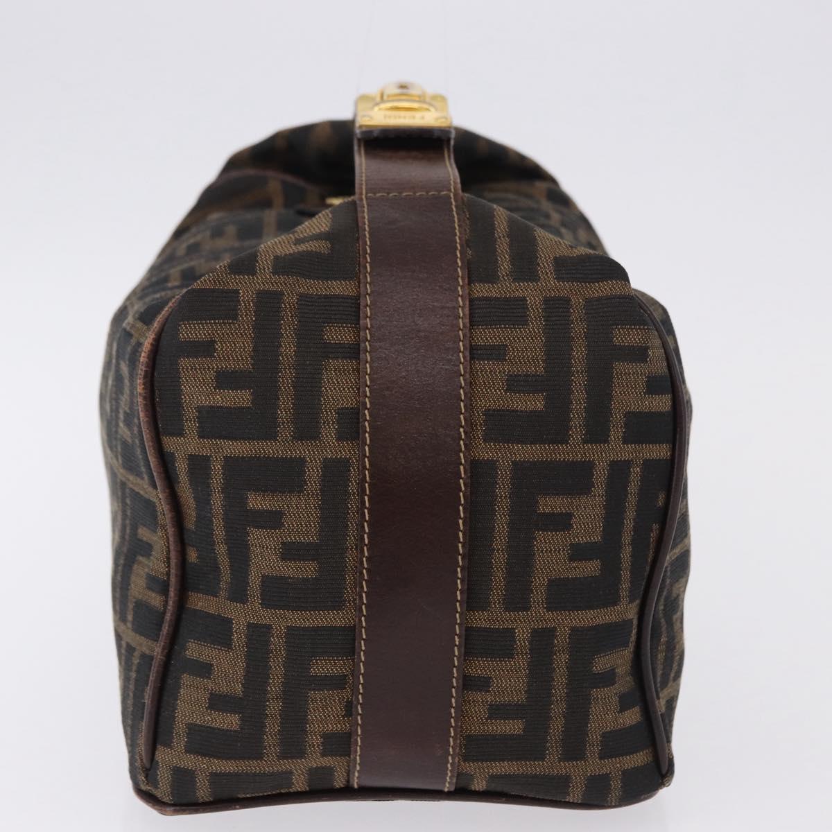 FENDI Zucca Canvas Hand Bag Brown Gold Tone Auth ep15381