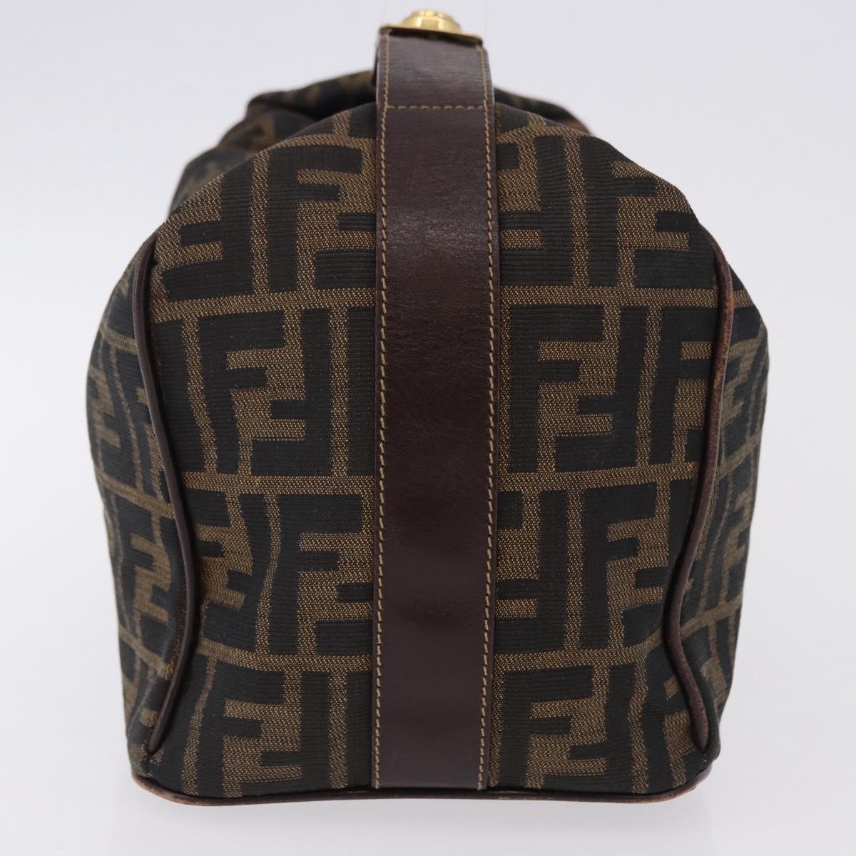 FENDI Zucca Canvas Hand Bag Brown Gold Tone Auth ep15381