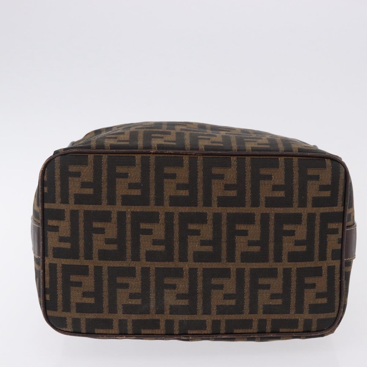 FENDI Zucca Canvas Hand Bag Brown Gold Tone Auth ep15381
