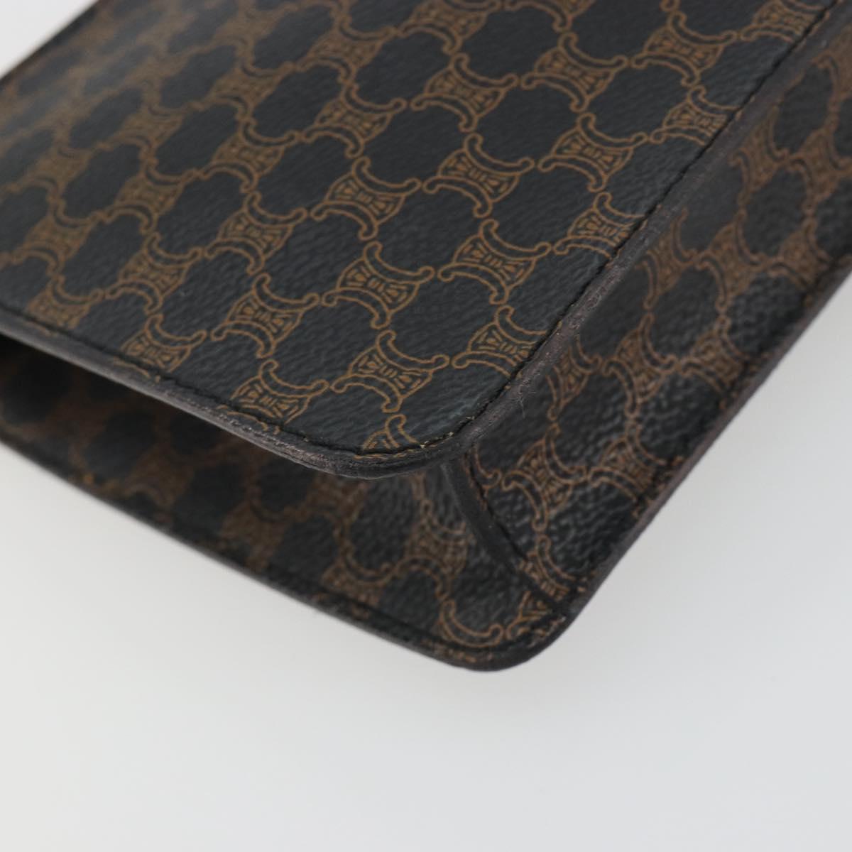 CELINE Macadam Accessory Pouch PVC Leather Black Gold Tone Auth ep15382A