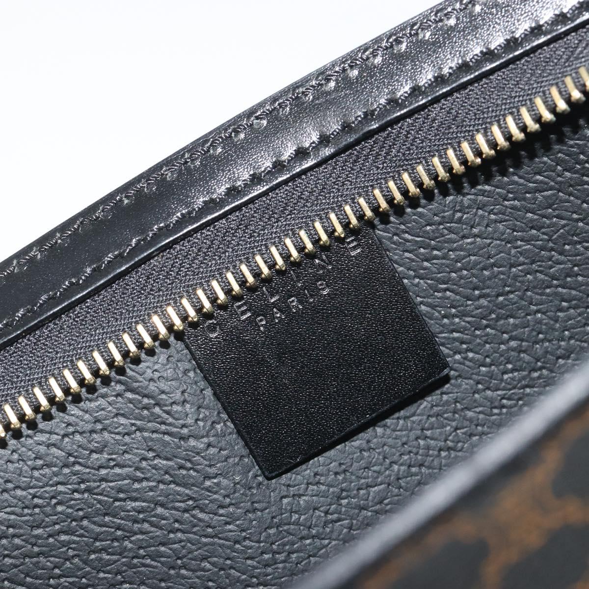 CELINE Macadam Accessory Pouch PVC Leather Black Gold Tone Auth ep15382A