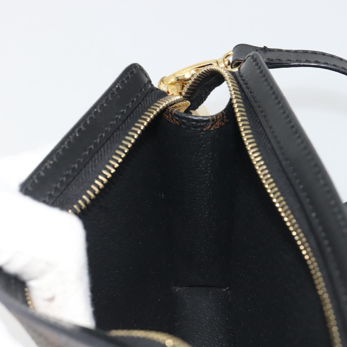 CELINE Macadam Accessory Pouch PVC Leather Black Gold Tone Auth ep15382A