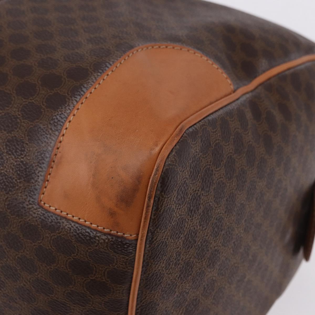 CELINE Macadam Boston Bag PVC Leather Brown Gold Tone Auth ep15384A