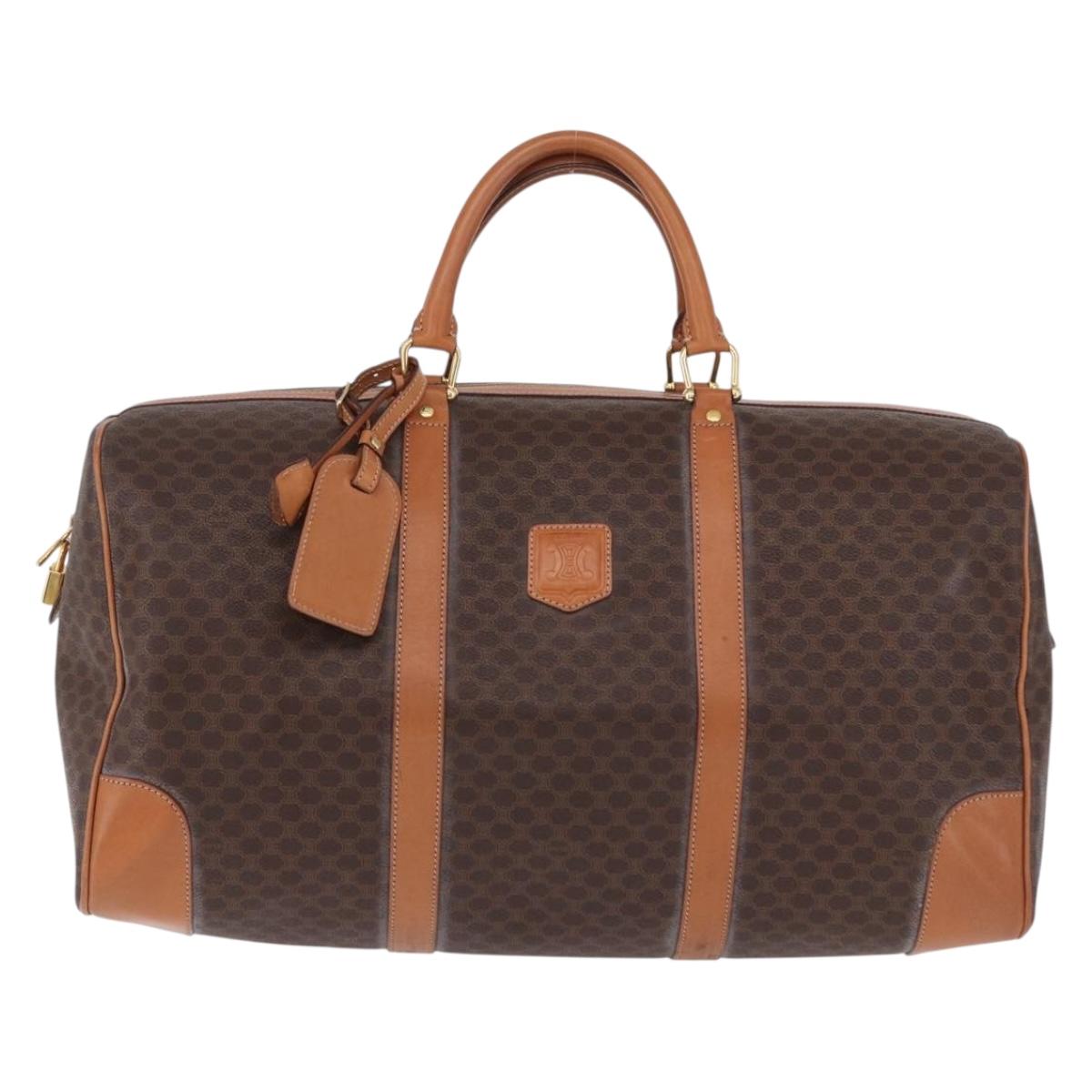 CELINE Macadam Boston Bag PVC Leather Brown Gold Tone Auth ep15384A