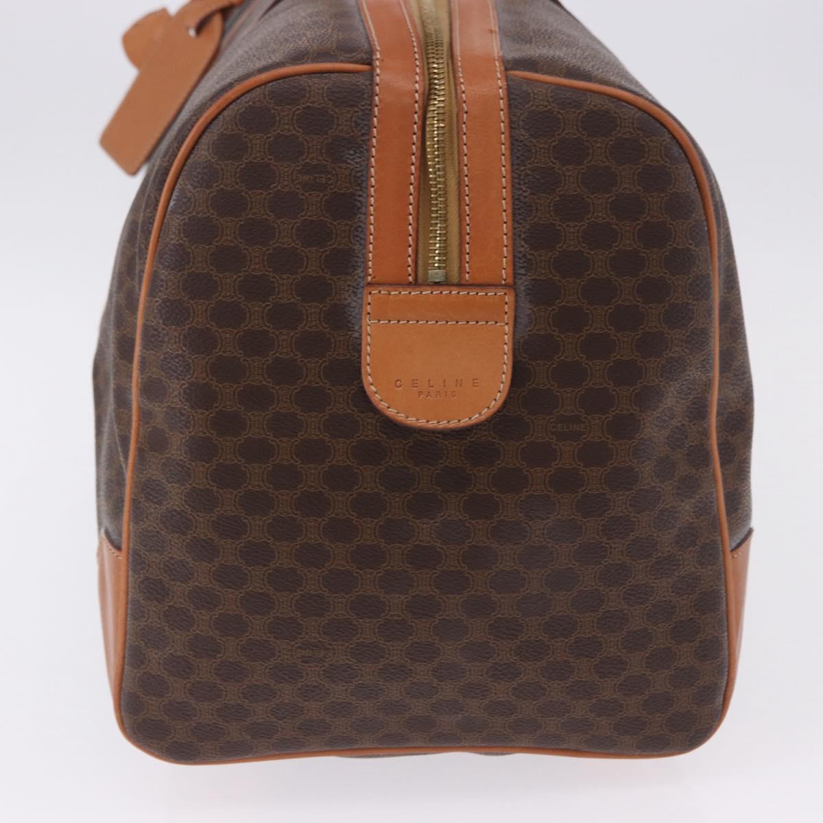 CELINE Macadam Boston Bag PVC Leather Brown Gold Tone Auth ep15384A