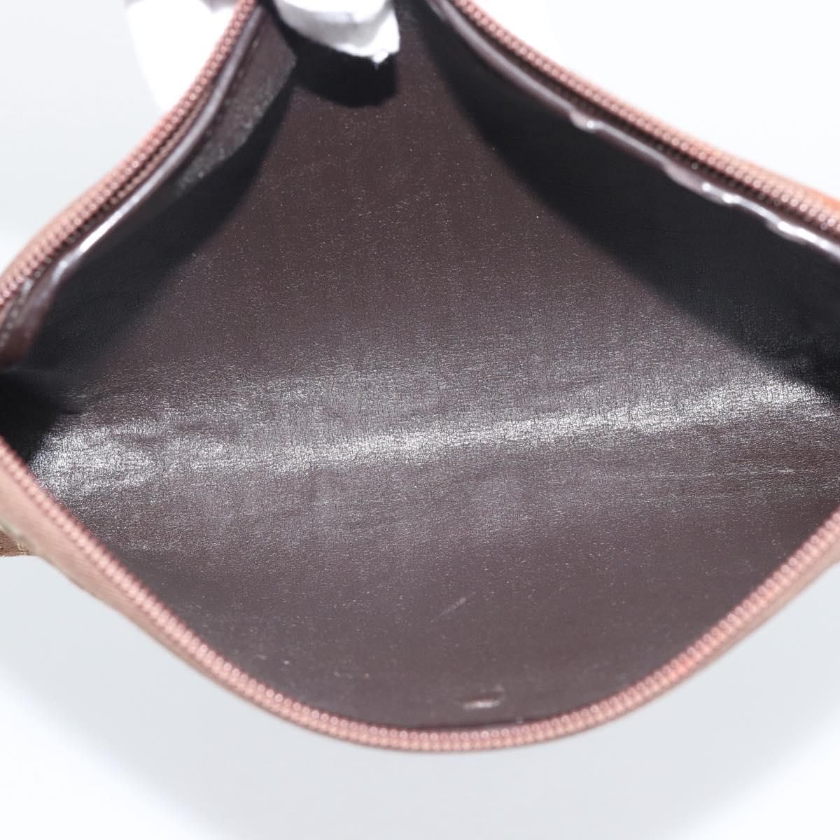 Christian Dior Trotter Canvas Pouch Brown Gold Tone Auth ep15385