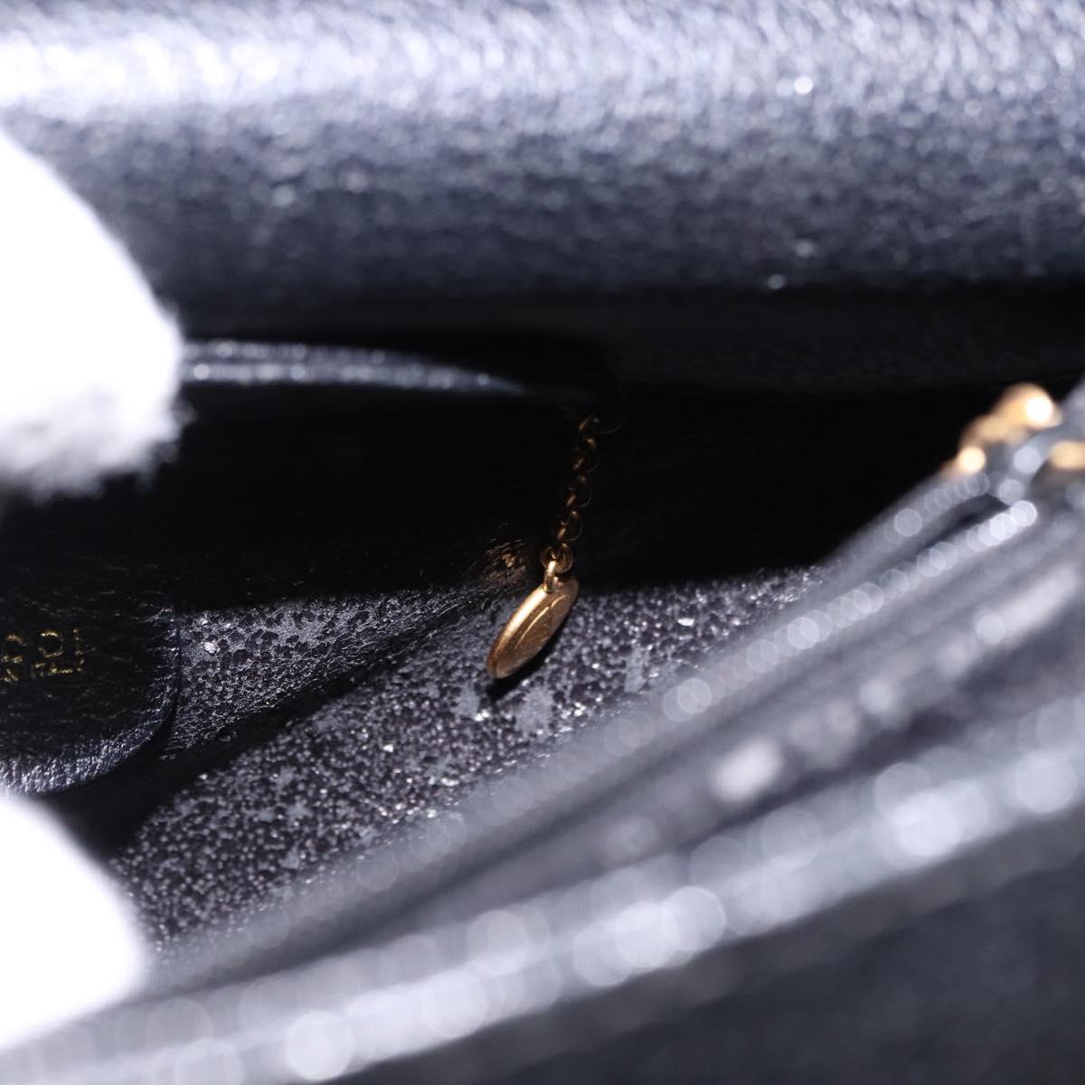 GUCCI Bamboo Hand Bag Leather Black Gold Tone Auth ep15386