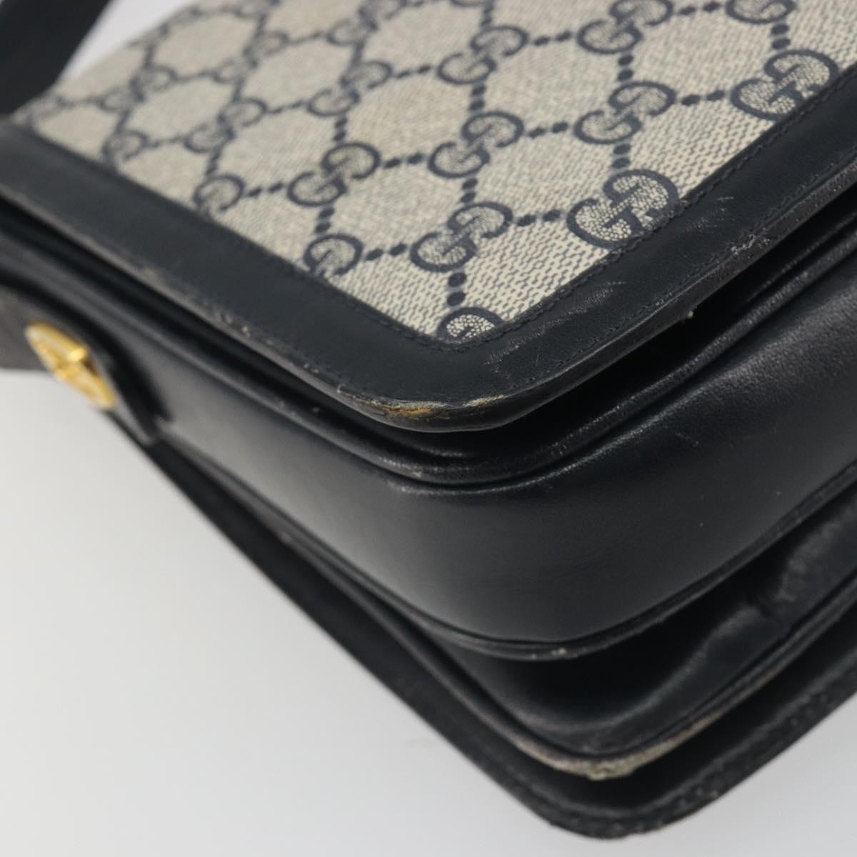 GUCCI GG Supreme Shoulder Bag PVC Leather Navy Gold Tone Auth ep15387