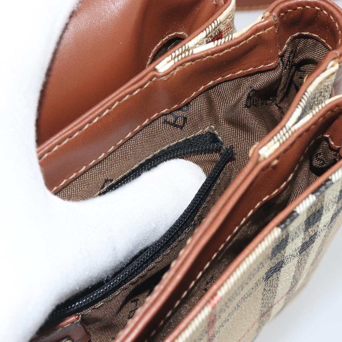 Burberrys Nova Check Shoulder Bag PVC Leather Beige Gold Tone Auth ep15388