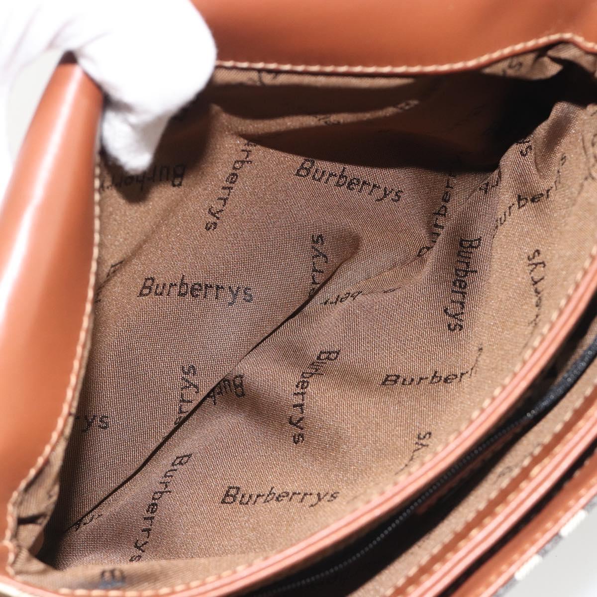 Burberrys Nova Check Shoulder Bag PVC Leather Beige Gold Tone Auth ep15388