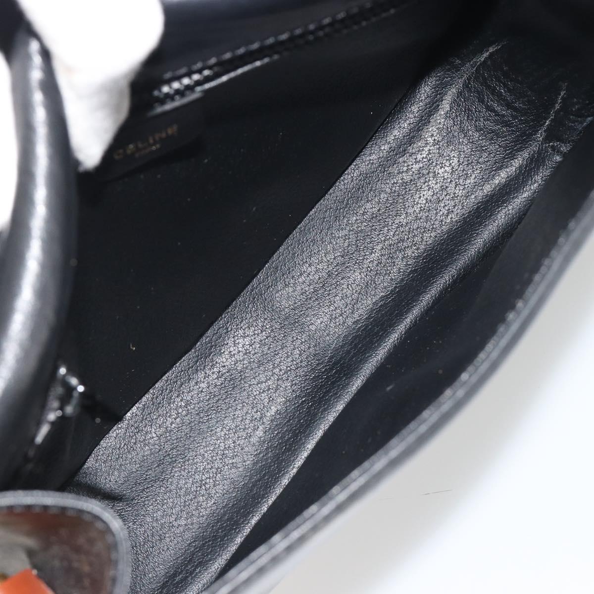 CELINE Shoulder Bag Leather Black Brown Auth ep15389