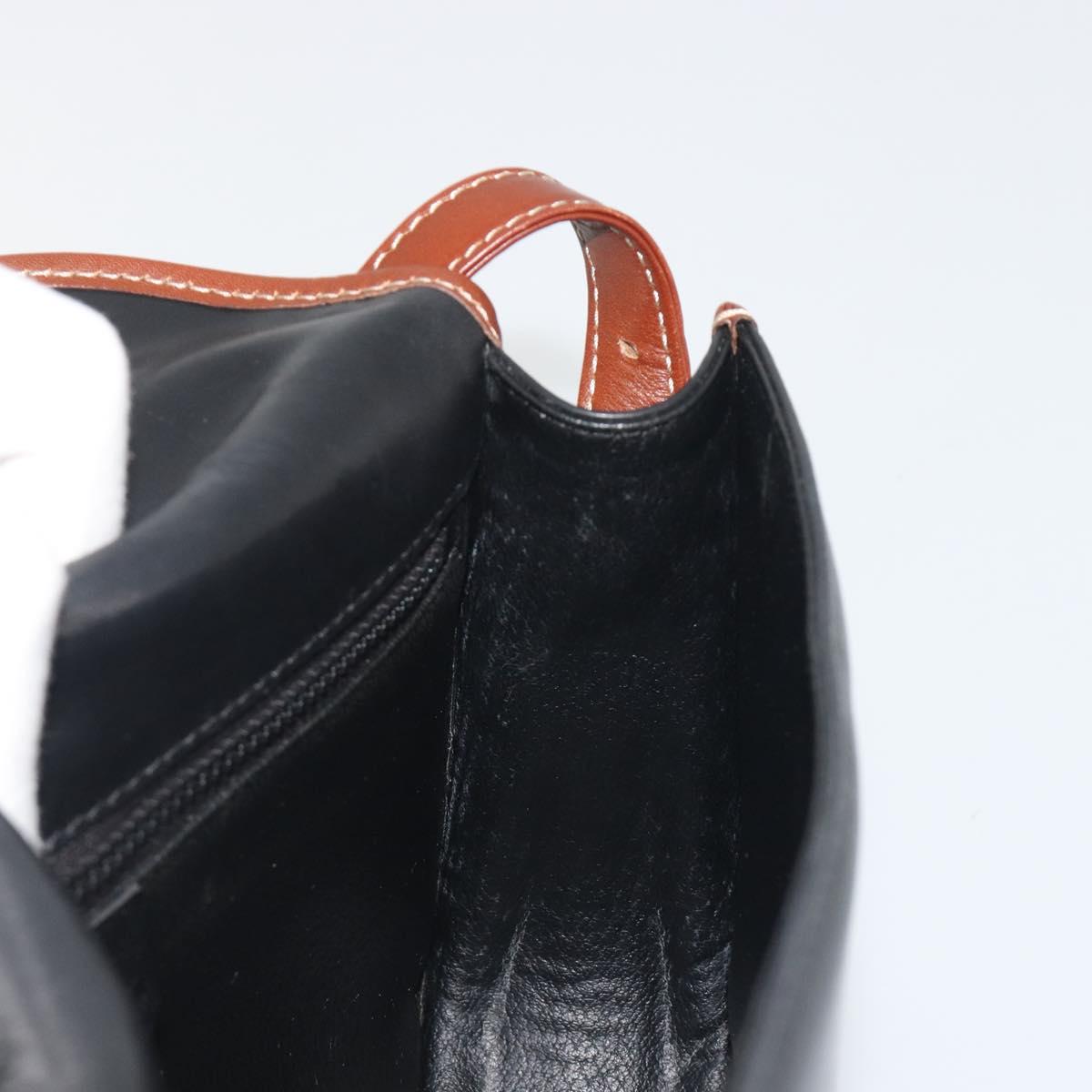CELINE Shoulder Bag Leather Black Brown Auth ep15389