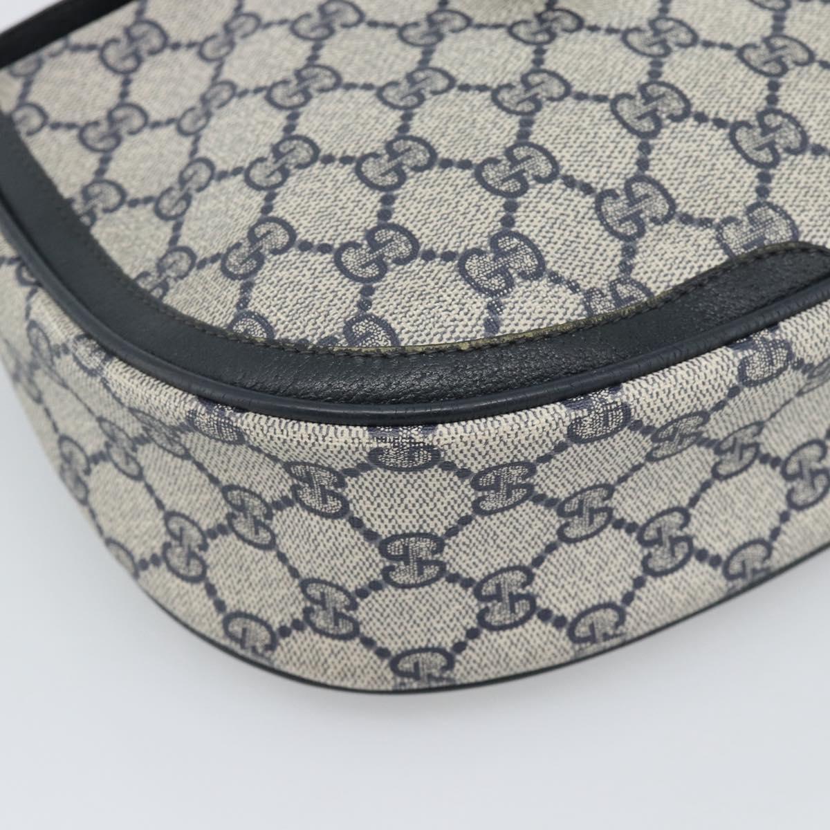 GUCCI GG Supreme Shoulder Bag PVC Leather Navy Gold Tone Auth ep15390