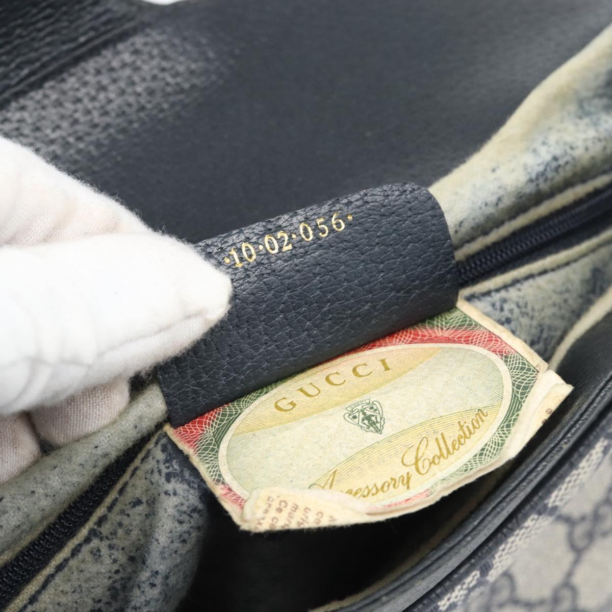 GUCCI GG Supreme Shoulder Bag PVC Leather Navy Gold Tone Auth ep15390