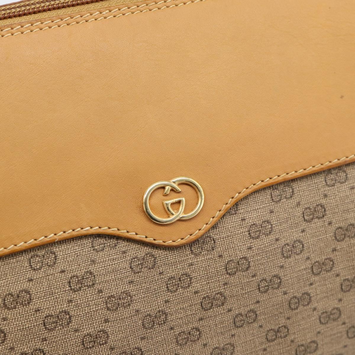GUCCI Micro GG Shoulder Bag PVC Leather Beige Gold Tone 01 37 4001 Auth ep15391
