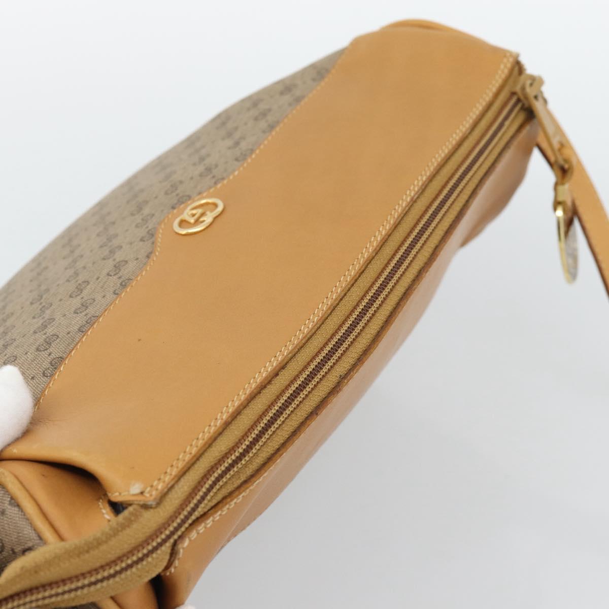 GUCCI Micro GG Shoulder Bag PVC Leather Beige Gold Tone 01 37 4001 Auth ep15391