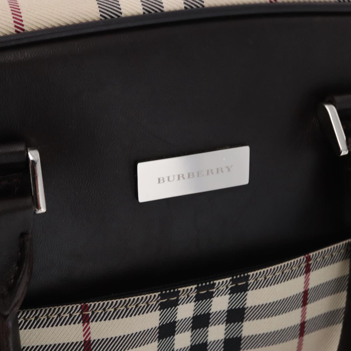 BURBERRY Nova Check Boston Bag Canvas 2way Beige Silver Auth ep15395