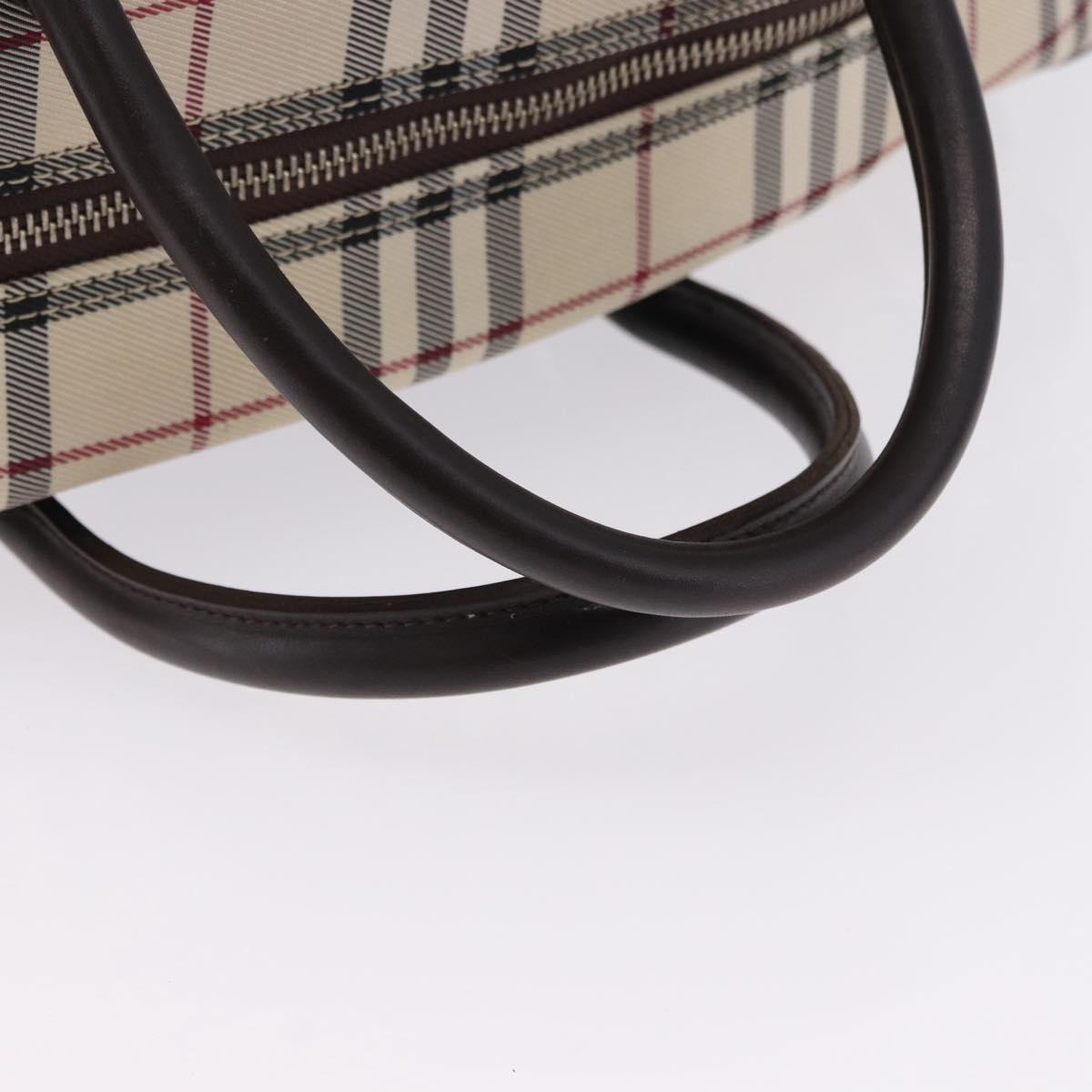 BURBERRY Nova Check Boston Bag Canvas 2way Beige Silver Auth ep15395