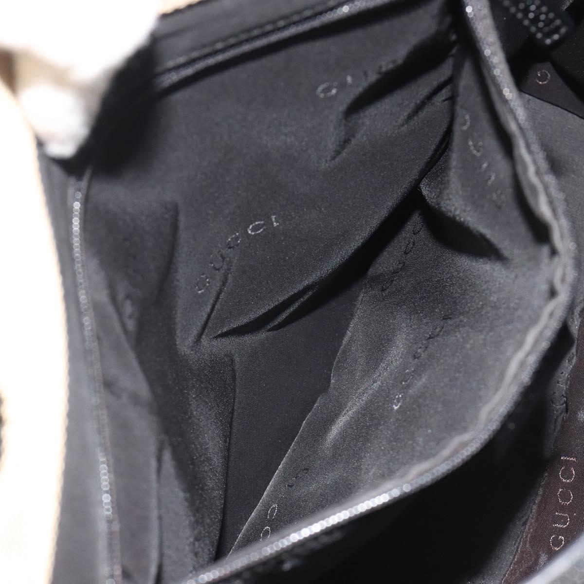 GUCCI Bamboo Hand Bag Canvas Beige Black 002 1010 Auth ep15398