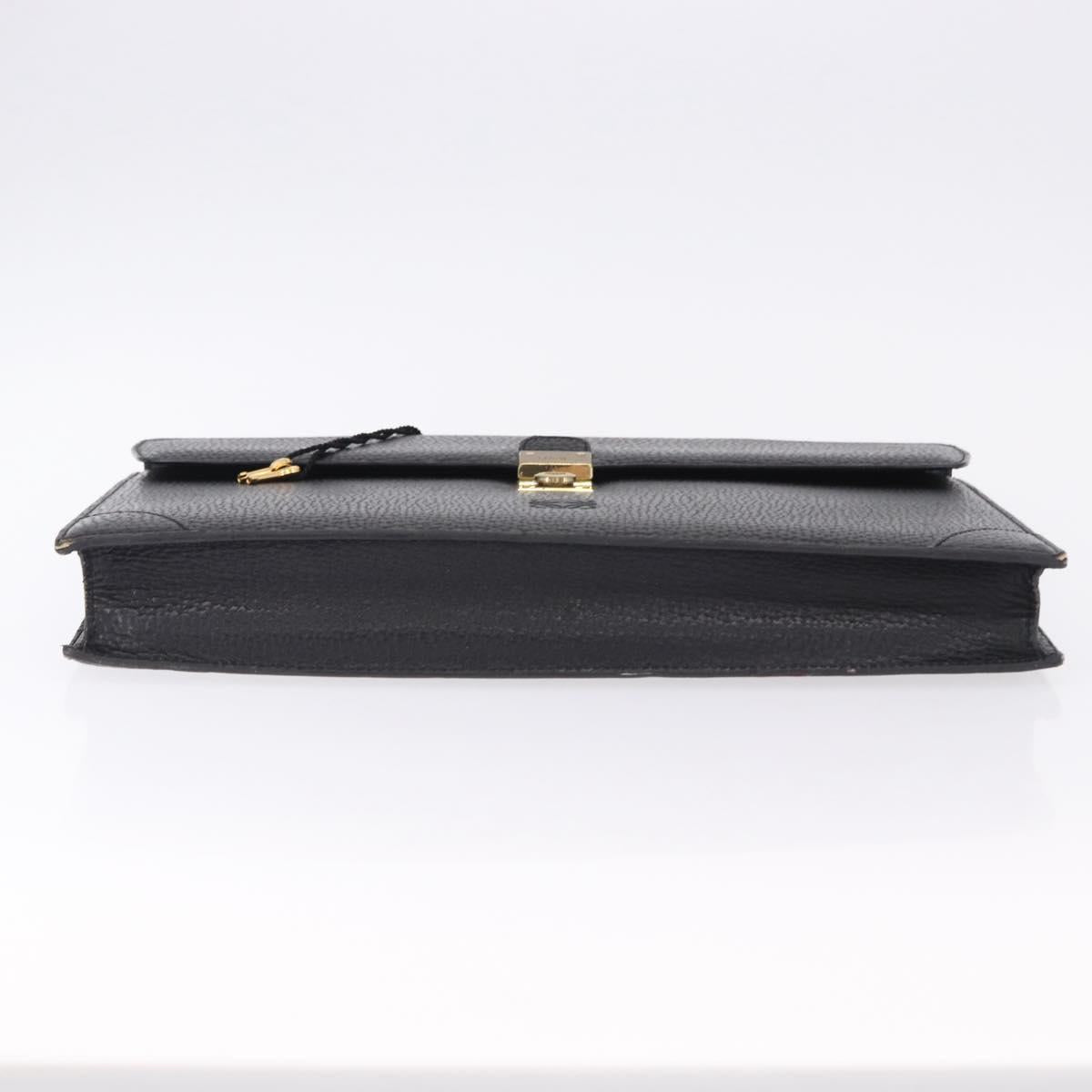 LOEWE Business Bag Leather Black Gold Tone Auth ep15399