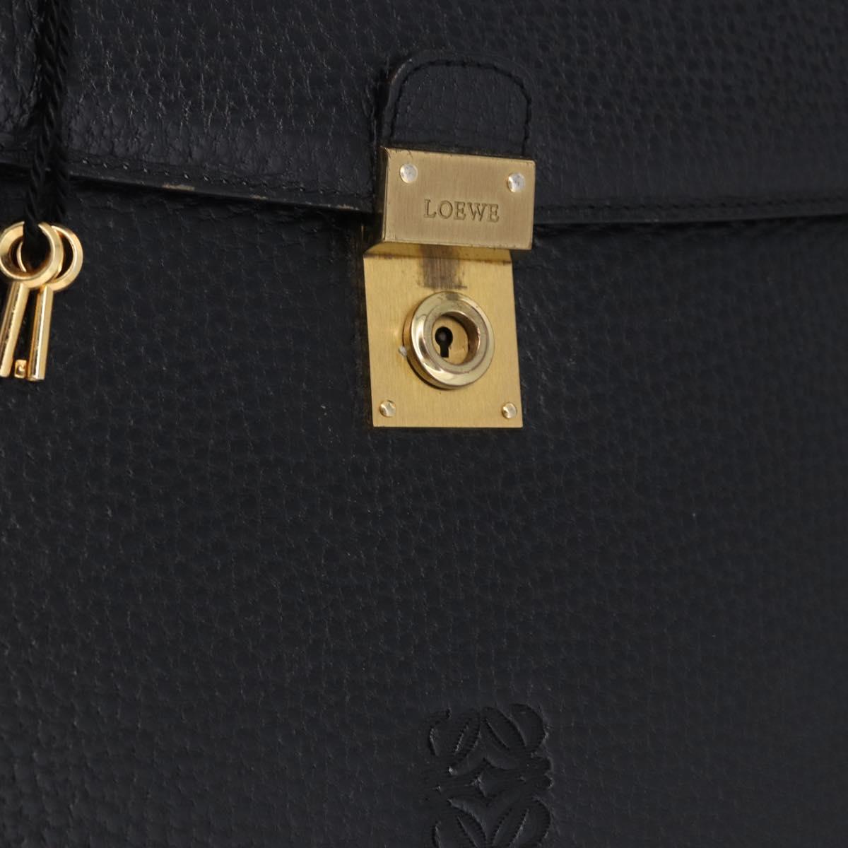 LOEWE Business Bag Leather Black Gold Tone Auth ep15399
