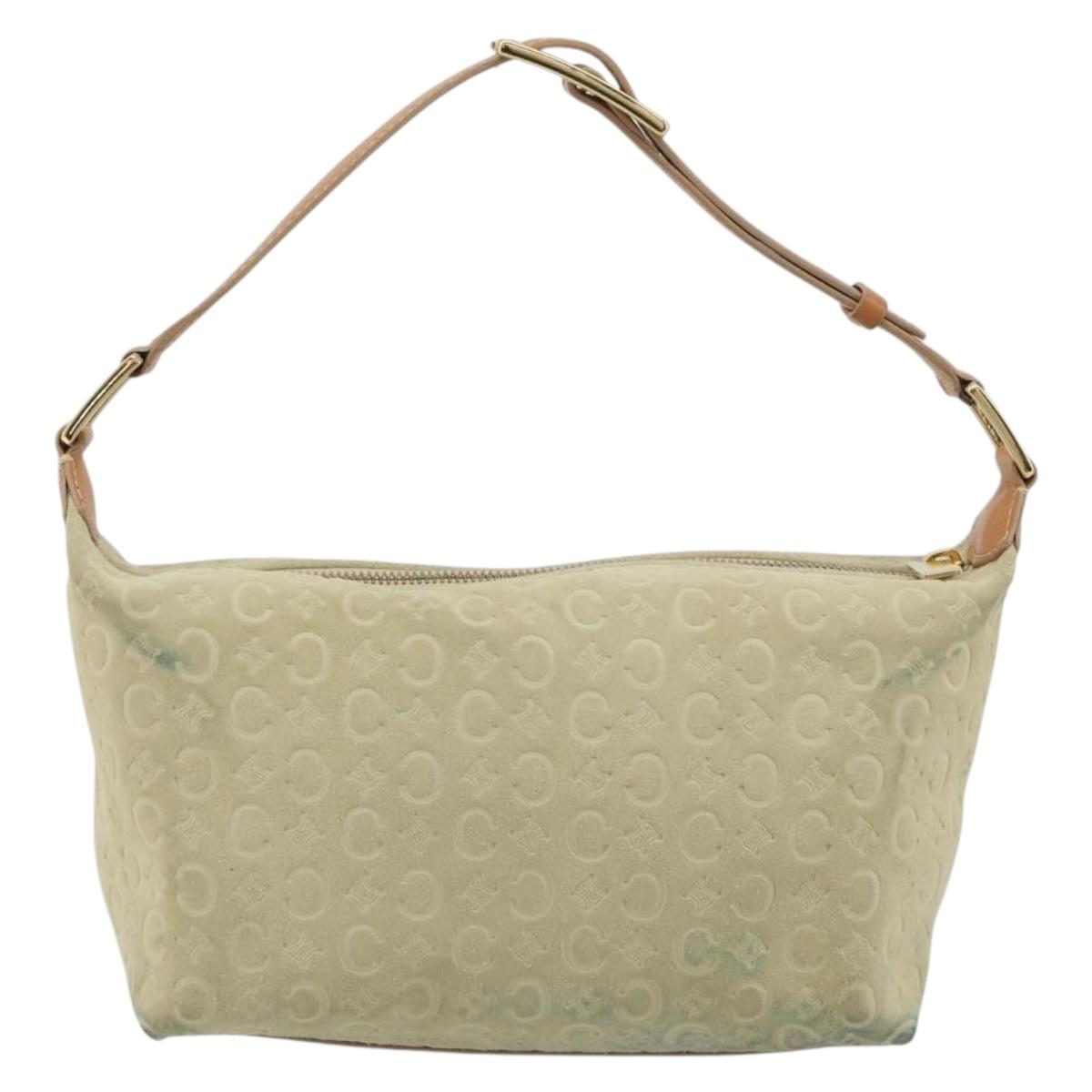 CELINE C Macadam Hand Bag Suede Beige Gold Tone Auth ep15402