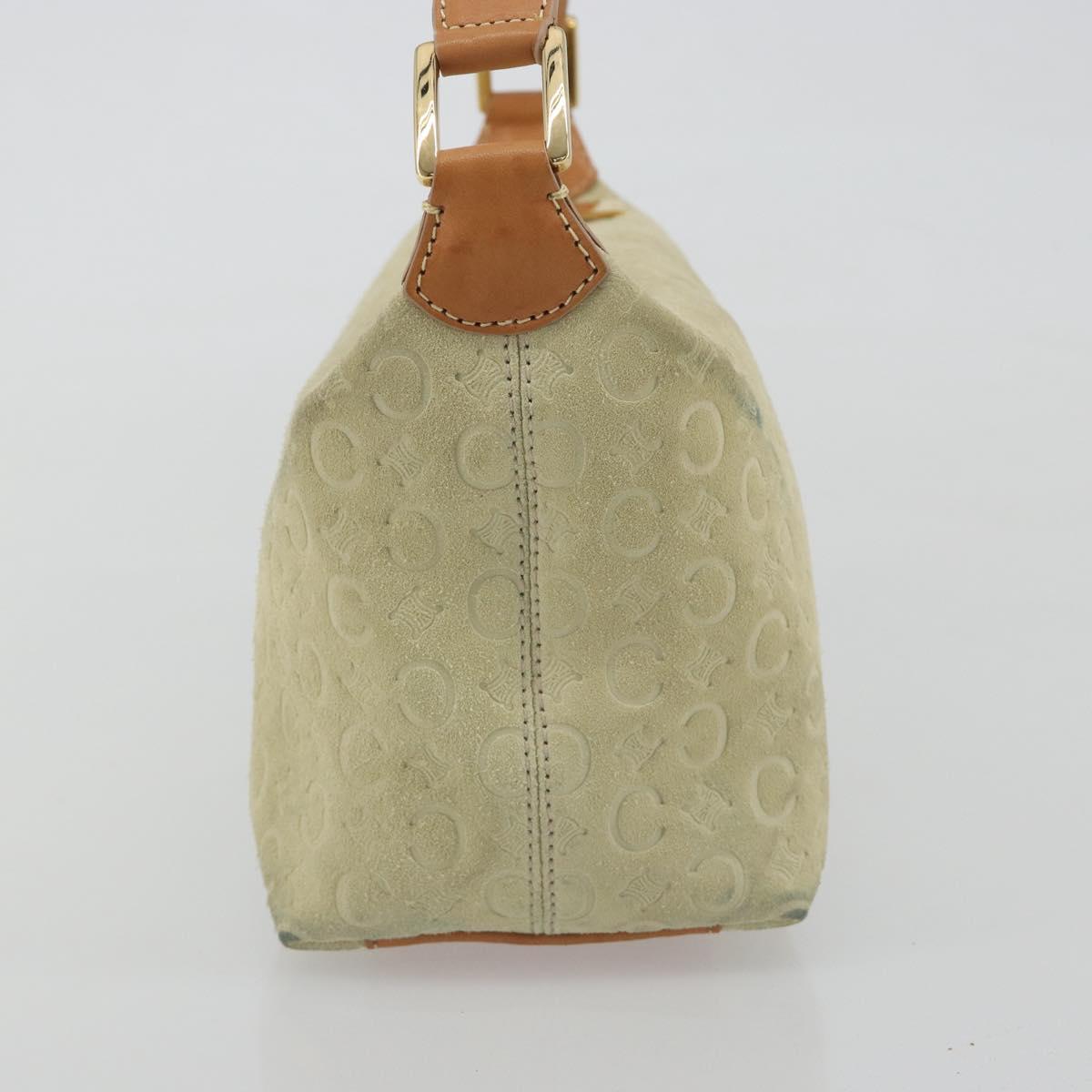 CELINE C Macadam Hand Bag Suede Beige Gold Tone Auth ep15402