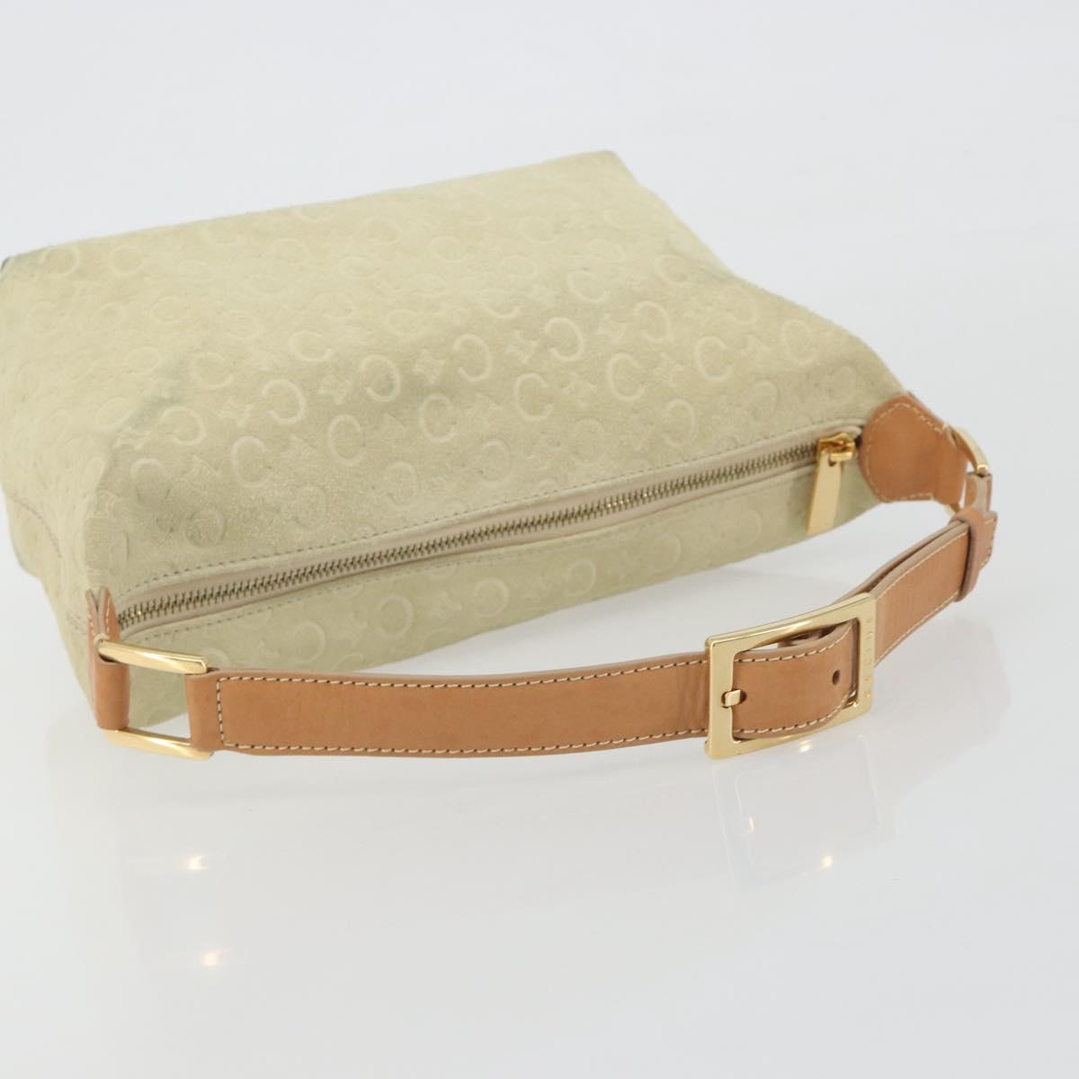 CELINE C Macadam Hand Bag Suede Beige Gold Tone Auth ep15402