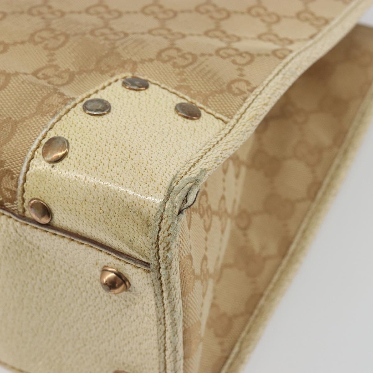 GUCCI GG Canvas Hand Bag Beige Bronze 124260 Auth ep15404