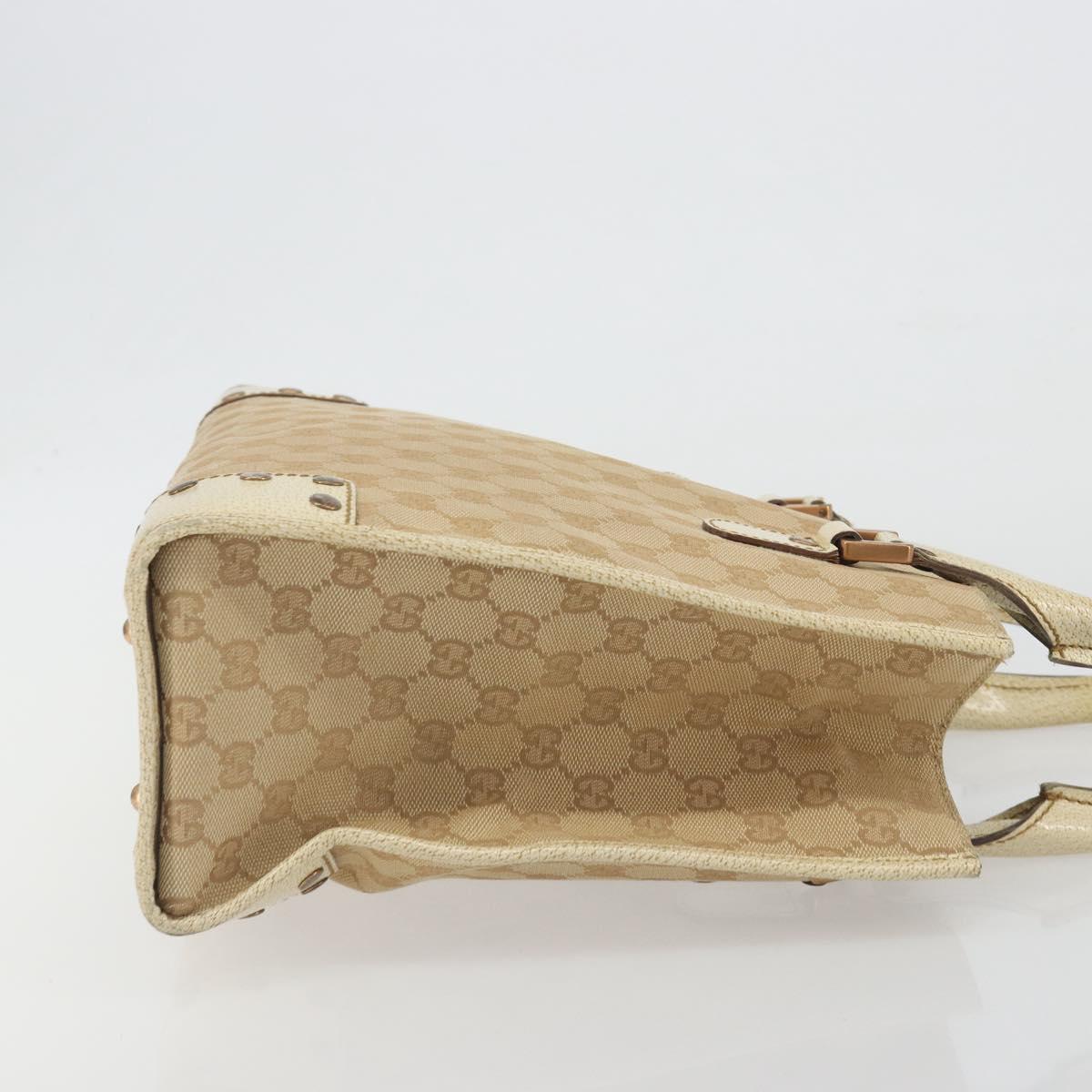 GUCCI GG Canvas Hand Bag Beige Bronze 124260 Auth ep15404