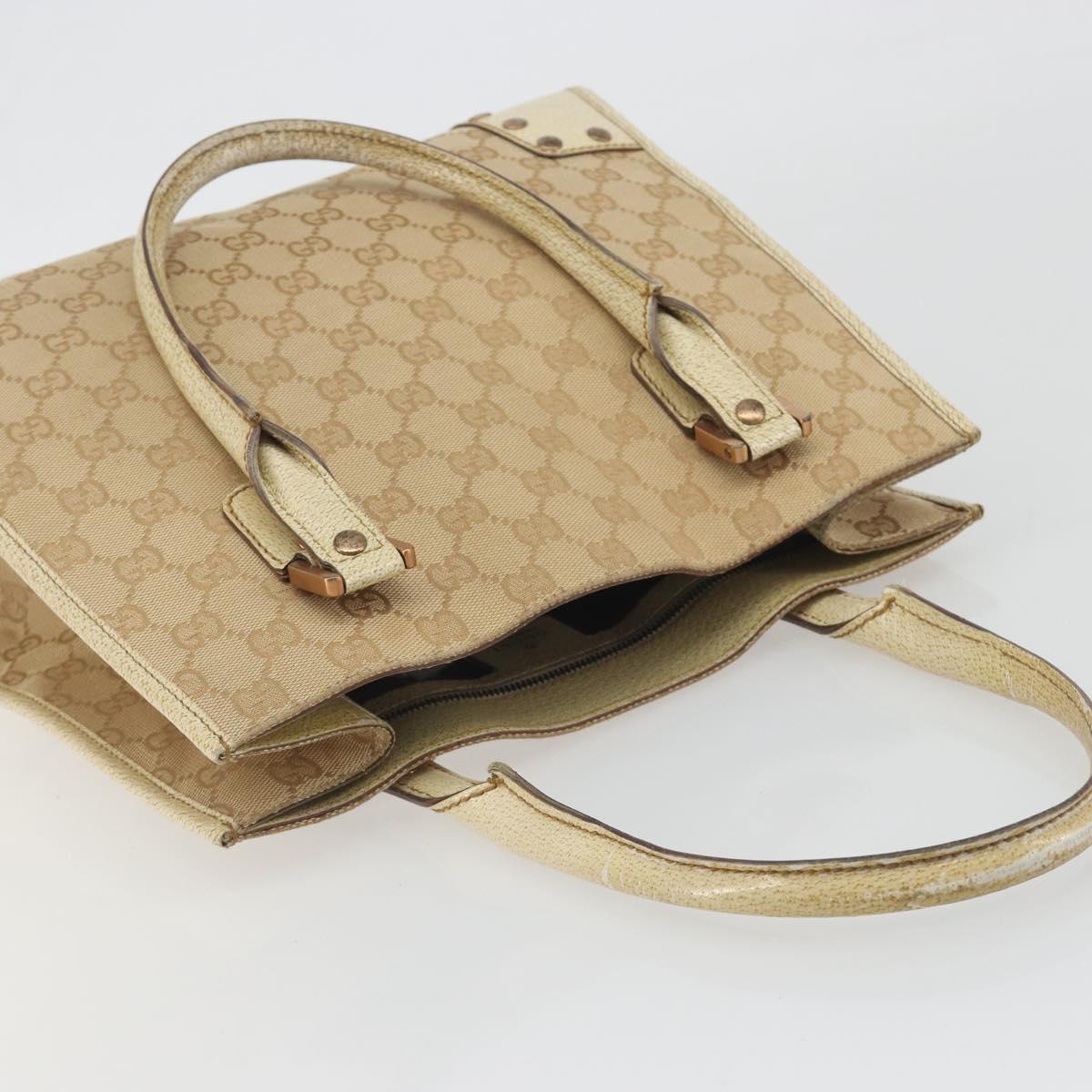 GUCCI GG Canvas Hand Bag Beige Bronze 124260 Auth ep15404