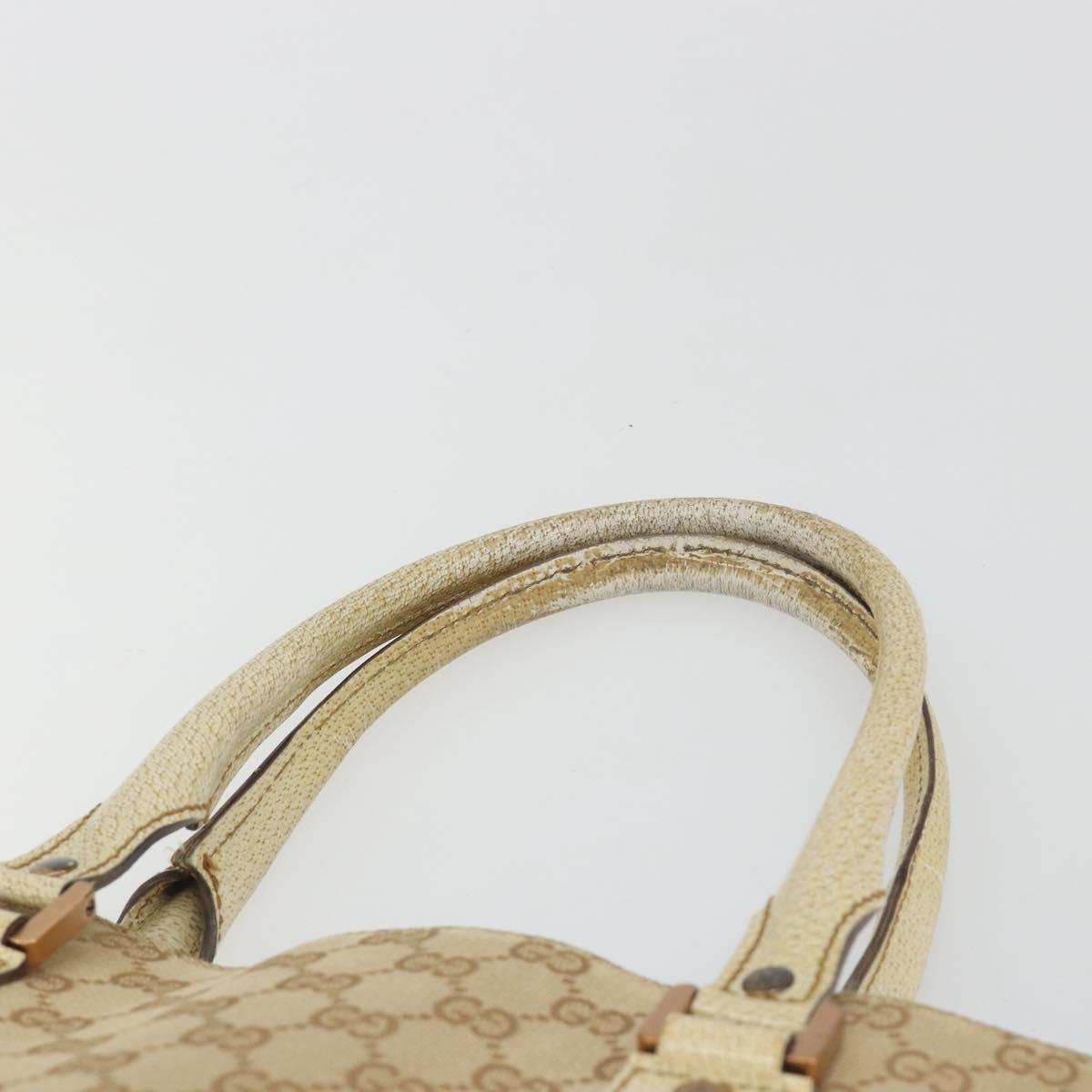 GUCCI GG Canvas Hand Bag Beige Bronze 124260 Auth ep15404