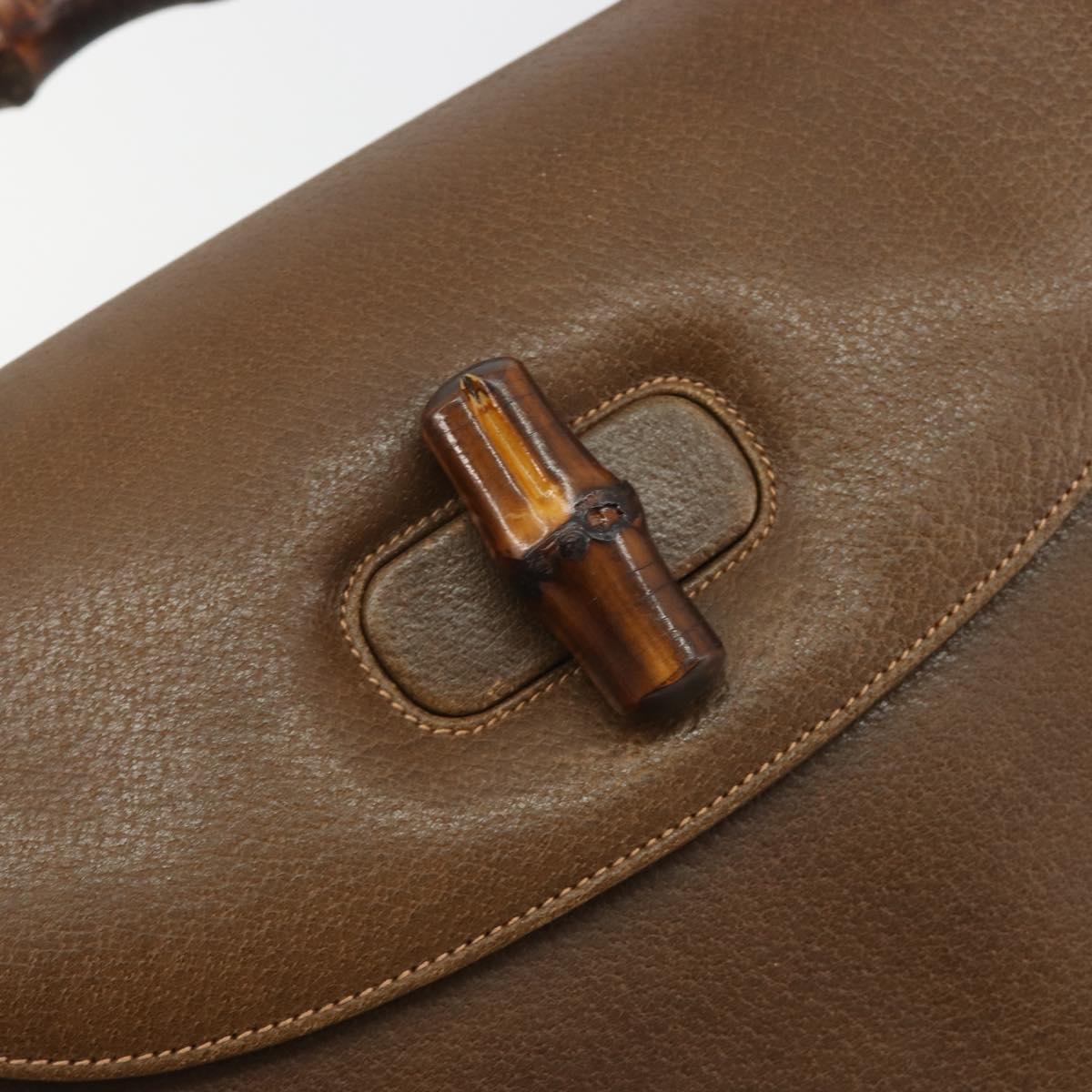 GUCCI Bamboo Hand Bag Leather Brown Gold Tone 000 01 0063 Auth ep15407A