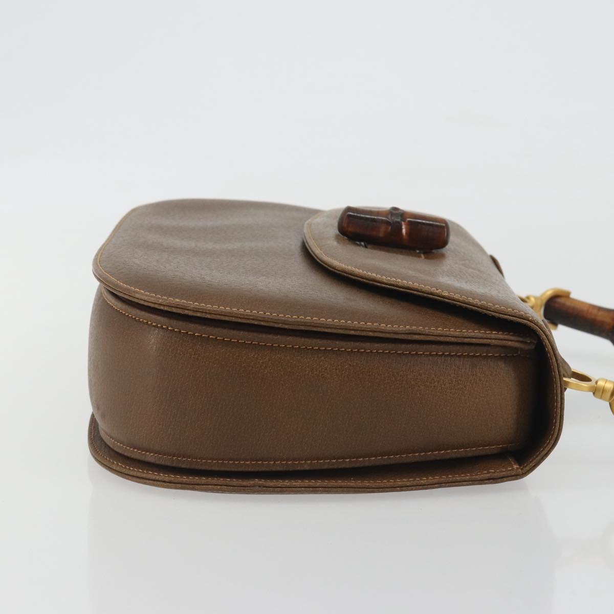 GUCCI Bamboo Hand Bag Leather Brown Gold Tone 000 01 0063 Auth ep15407A