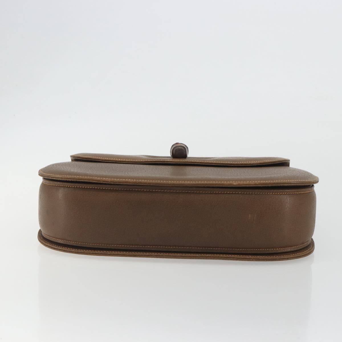 GUCCI Bamboo Hand Bag Leather Brown Gold Tone 000 01 0063 Auth ep15407A