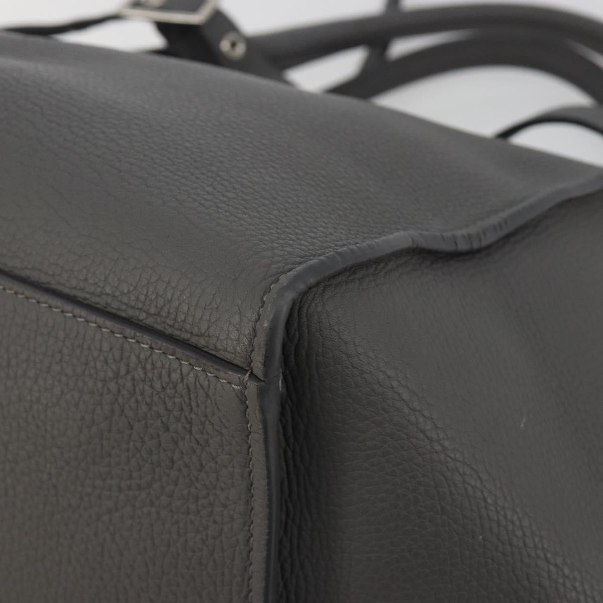 CELINE Big Bag Small Hand Bag Leather 2way Gray Silver Auth ep15408V