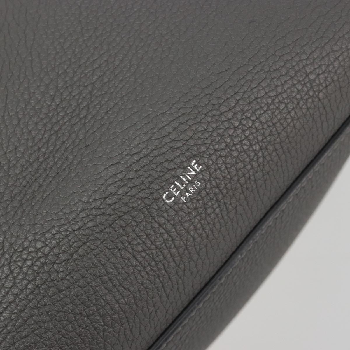 CELINE Big Bag Small Hand Bag Leather 2way Gray Silver Auth ep15408V