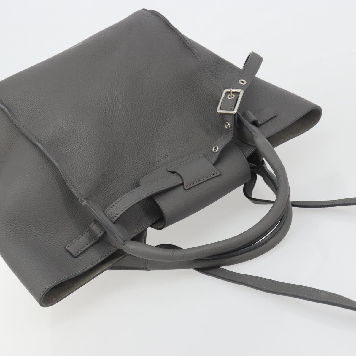 CELINE Big Bag Small Hand Bag Leather 2way Gray Silver Auth ep15408V