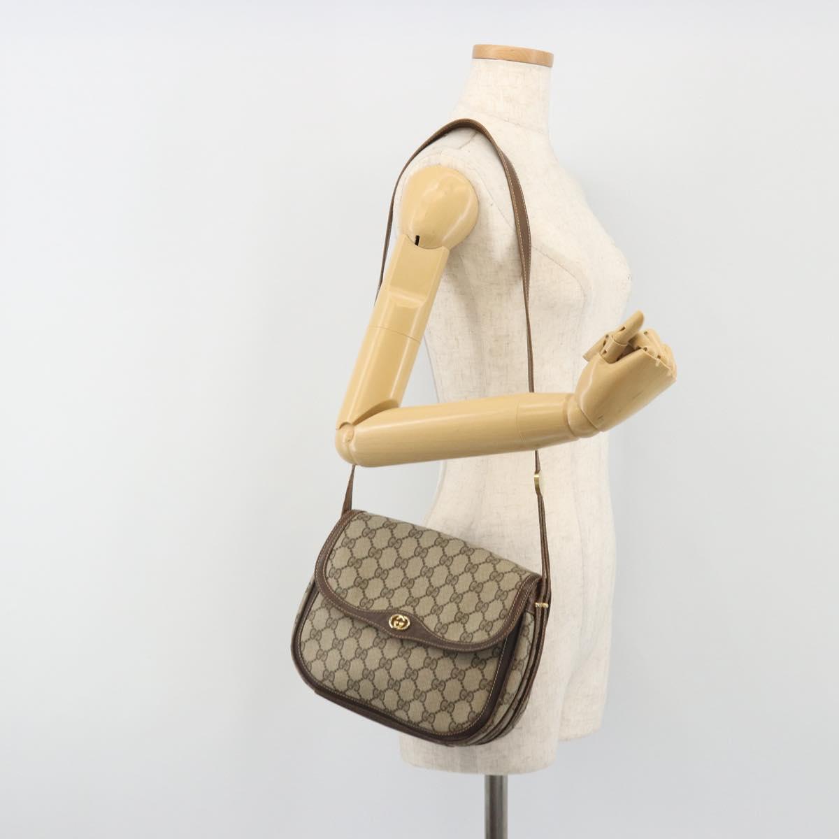 GUCCI GG Supreme Shoulder Bag PVC Leather Beige Gold 001 26 1070 Auth ep15411
