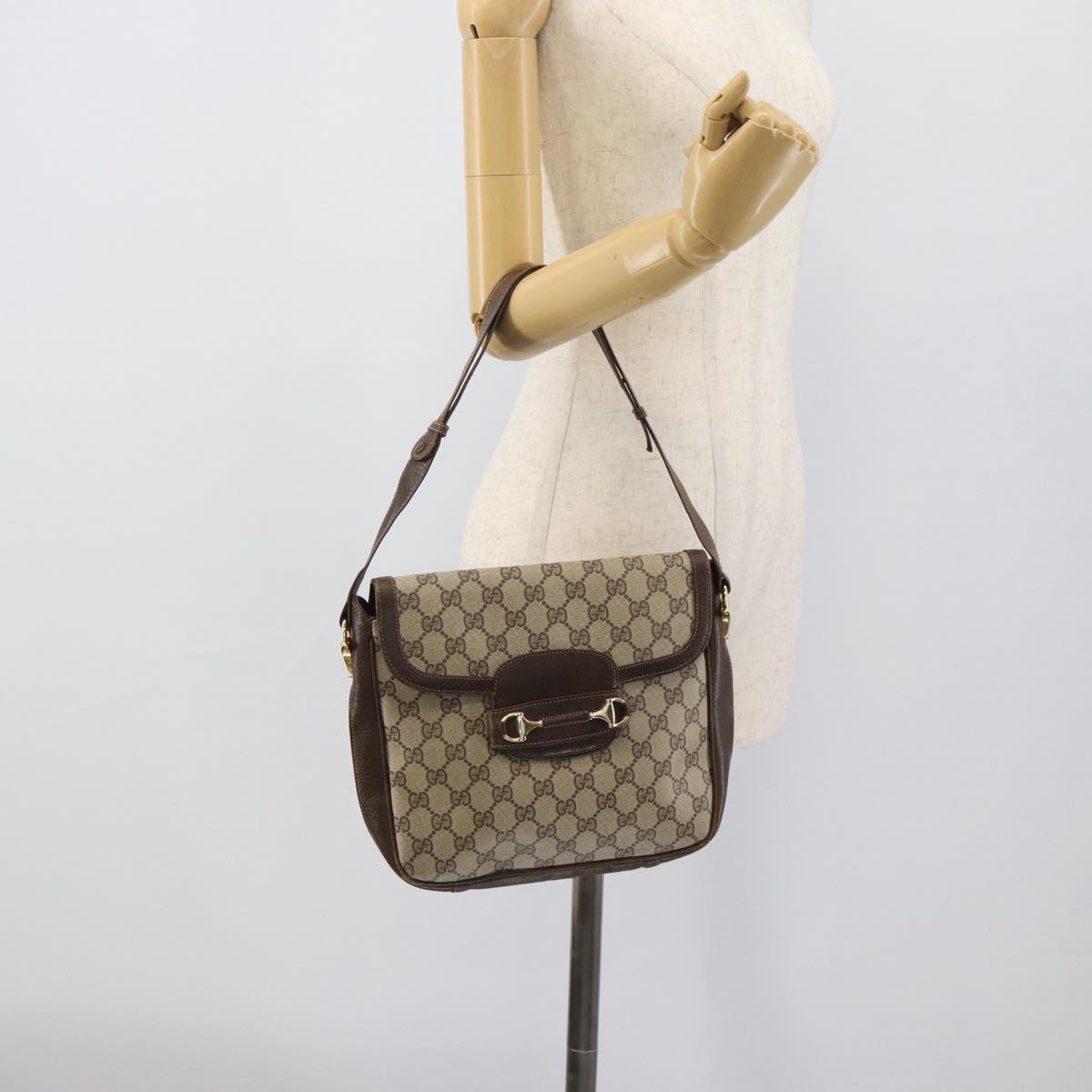 GUCCI GG Supreme Shoulder Bag PVC Leather Beige Gold 99 001 3225 Auth ep15412