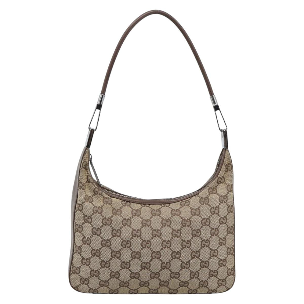 GUCCI GG Canvas Shoulder Bag Beige Silver 001 3812 Auth ep15414A