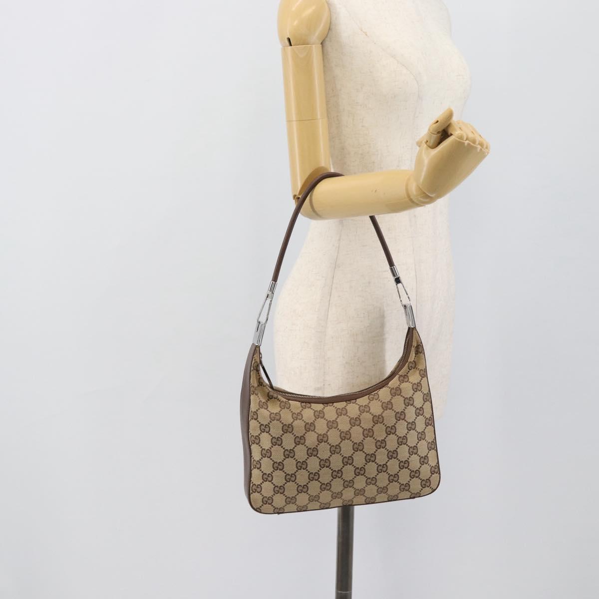 GUCCI GG Canvas Shoulder Bag Beige Silver 001 3812 Auth ep15414A